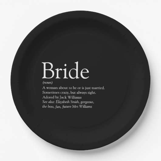 Bridge Definition Brautparty Schwarz/Weiß Pappteller (Vorderseite)