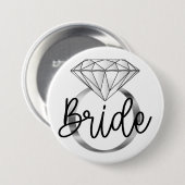 Bridge Diamond Verlobung Ring Silver Button (Vorne & Hinten)