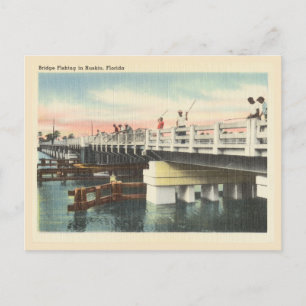 Bridge Fishing in Ruskin Florida Vintage Szene Postkarte
