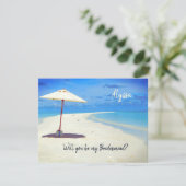 Bridge Fragend Bridesmaid Beach Umbrella Note Card Einladung (Stehend Vorderseite)