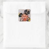 Bridge Game von Norman Rockwell Quadratischer Aufkleber (Tasche)