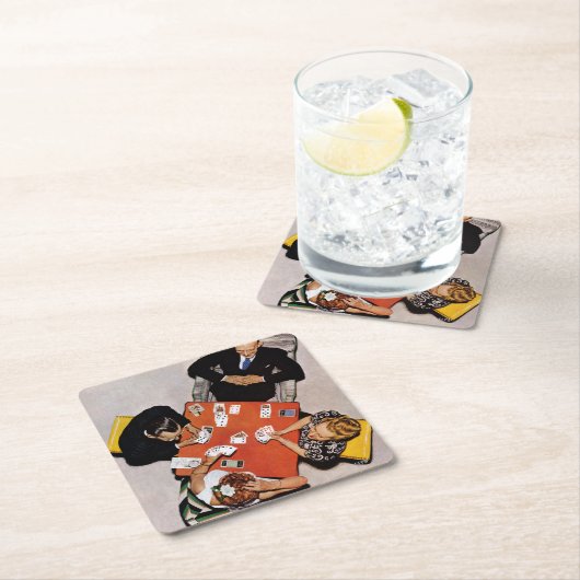 Bridge Game von Norman Rockwell Rechteckiger Pappuntersetzer (Vor Ort)