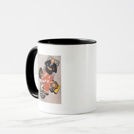Bridge Game von Norman Rockwell Tasse (Vorderseite Links)