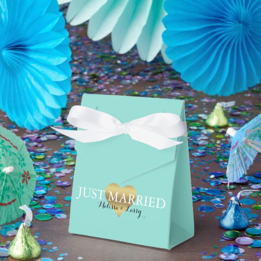 Bridge Gold und Aquamarin Blue Just Married Party Geschenkschachtel (Party)