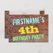 Bridge Graffiti Inspiriert 4. Geburtstag + Name Einladung (Vorne/Hinten)