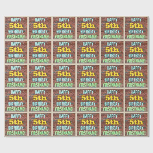 Bridge Graffiti Inspiriert 5. Geburtstag + Name Geschenkpapier (Flach)