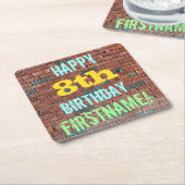 Bridge Graffiti Inspiriert 8. Geburtstag + Name Rechteckiger Pappuntersetzer (angewinkelt)