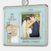 Bridge & Groom Bears Foto Rahmen-Ornament Silber (Links)