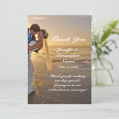 Bridge & Groom on Sunset Beach Danke Karte (Stehend Vorderseite)