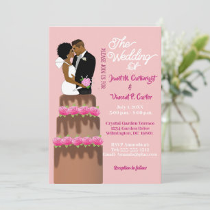 Bridge & Groom Wedding Cake Topper Afroamerikaner Einladung