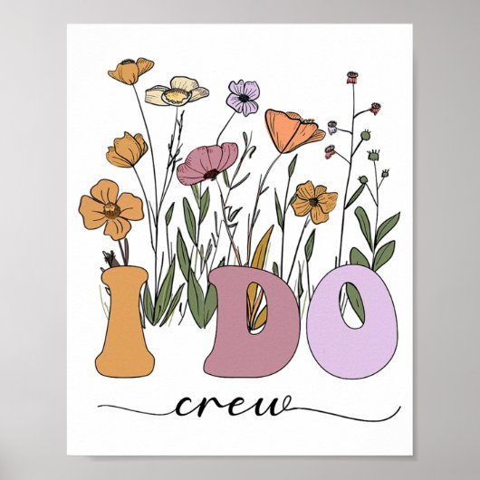 Bridge I Do Crew Retro Groovy Junggeselinnen-Absch Poster (Vorne)
