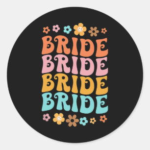 Bridge I Do Crew Retro Groovy Junggeselinnen-Absch Runder Aufkleber