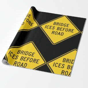 Bridge Ices vor Road Sign Winter Sicherheit Geschenkpapier