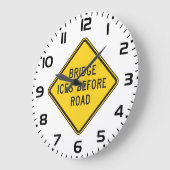 Bridge Ices vor Road Sign Winter Sicherheit Große Wanduhr (Winkel)