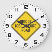 Bridge Ices vor Road Sign Winter Sicherheit Große Wanduhr (Vorderseite)