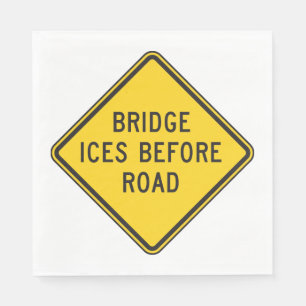 Bridge Ices vor Road Sign Winter Sicherheit Serviette