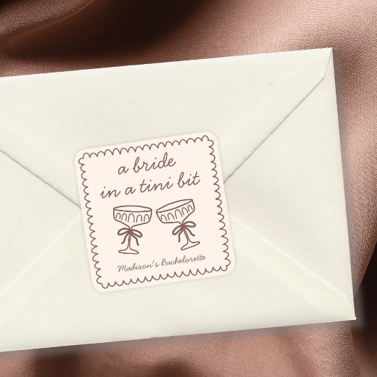 Bridge in a Tini Bit Espresso Martini Bachelorette Quadratischer Aufkleber