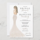 Bridge in Champagne Lace Gown Brautparty Einladung (Vorderseite)