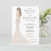 Bridge in Champagne Lace Gown Brautparty Einladung (Stehend Vorderseite)