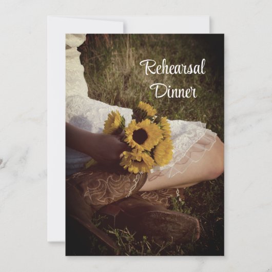 Bridge in Cowboy Boots Ranch Probe Dinner Einladung (Vorderseite)