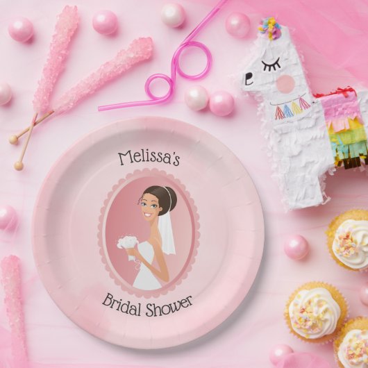 Bridge in einem Veil Holding Blume Brautparty Pappteller (Party)