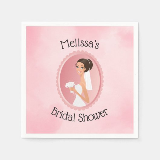 Bridge in einem Veil Holding Blume Brautparty Serviette (Vorderseite)