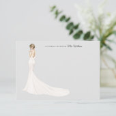 Bridge in Gown Brautparty Danke Karte (Stehend Vorderseite)