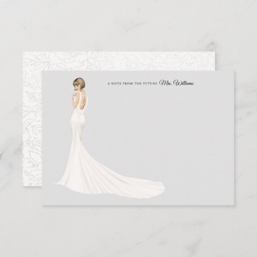 Bridge in Gown Brautparty Danke Karte (Vorne/Hinten)