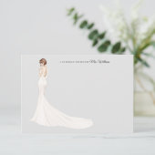 Bridge in Gown Brautparty Danke Karte (Stehend Vorderseite)