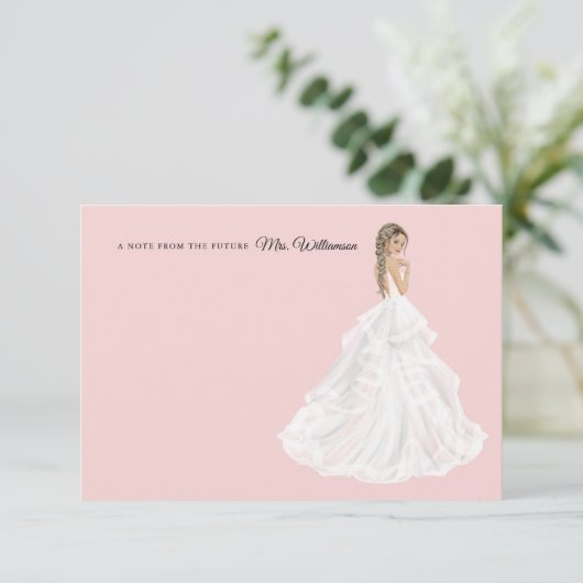 Bridge in Gown Brautparty Danke Karte (Stehend Vorderseite)