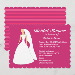 Bridge in Gown Bridal Dark Pink Brautparty Einladung