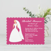 Bridge in Gown Bridal Dark Pink Brautparty Einladung (Stehend Vorderseite)