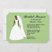 Bridge in Gown Green Stripe Brautparty laden Einladung (Vorderseite)