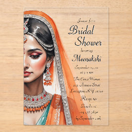 Bridge in Lehenga Choli Ethnisches indisches Braut Acryleinladungen