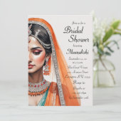 Bridge in Lehenga Choli Ethnisches indisches Braut Einladung (Stehend Vorderseite)