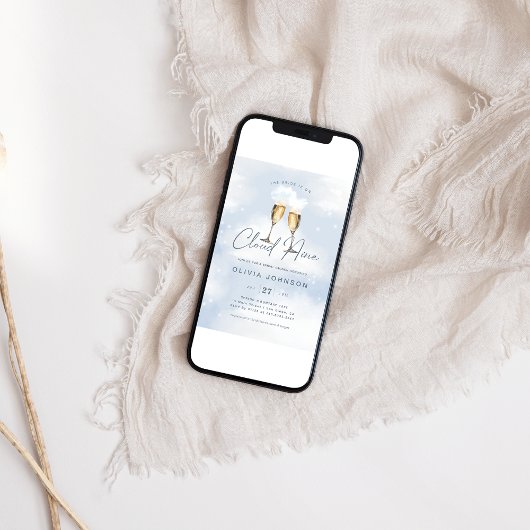 Bridge ist auf Cloud 9 Bridal Brunch Champagne Einladung