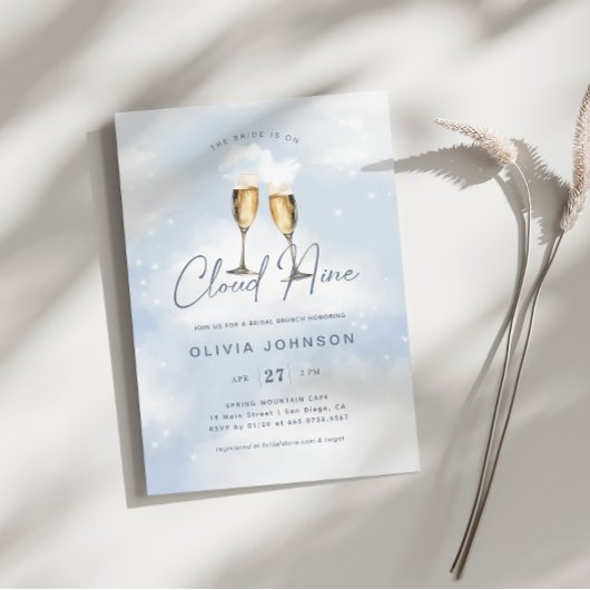 Bridge ist auf Cloud 9 Bridal Brunch Champagne Einladung