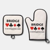 Bridge ist ein intellektuelles Spiel Vier-Karten-A Ofenhandschuh & Topflappen-Set (Vorderseite)