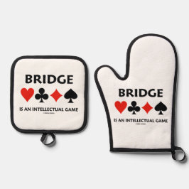 Bridge ist ein intellektuelles Spiel Vier-Karten-A Ofenhandschuh & Topflappen-Set