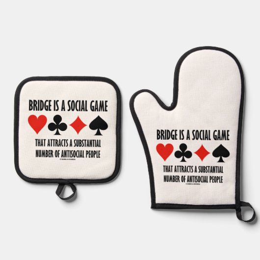 Bridge ist ein soziales Spiel Attraktionen antisoz Ofenhandschuh & Topflappen-Set (Vorderseite)