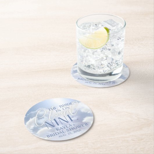 Bridge ist On Cloud Nine 9 Pampas Brautparty Runder Pappuntersetzer (Vor Ort)