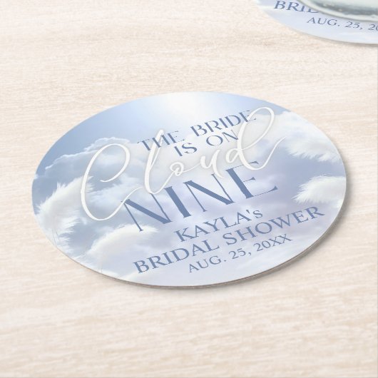 Bridge ist On Cloud Nine 9 Pampas Brautparty Runder Pappuntersetzer (Angewinkelt)