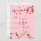 Bridge Junggeselinnen-Abschied Weekend Tour Rosa Einladung (Rückseite)