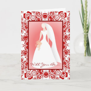 Bridge mit Bouquet und Red Swirl Border Invitation Einladung