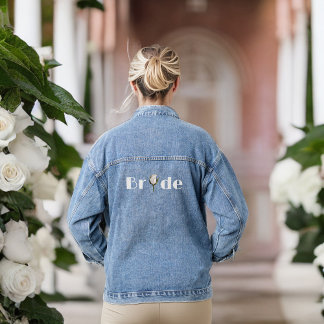 Bridge mit Single White Glittery Look Rose Jeansjacke