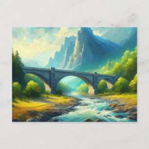 Bridge Mountains River Postkarte