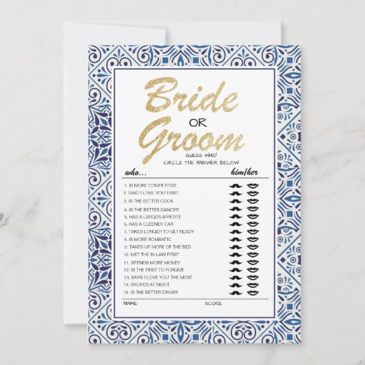 Bridge oder Groom Spiel voll editierbare Karte (Vorderseite)