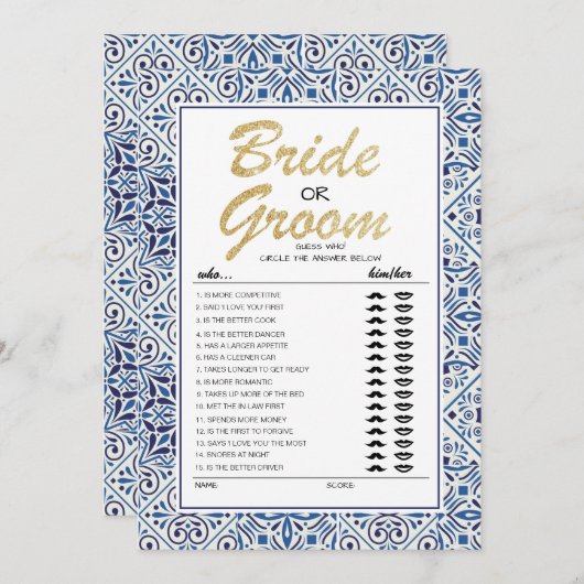 Bridge oder Groom Spiel voll editierbare Karte (Vorne/Hinten)