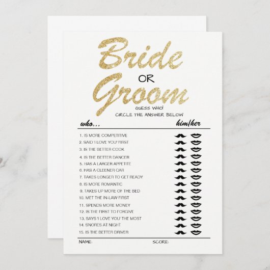 Bridge oder Groom Spiel voll editierbare Karte (Vorne/Hinten)