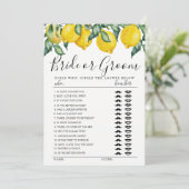 Bridge oder Groom Spiel Vollblut Lemons bearbeitba Einladung (Stehend Vorderseite)